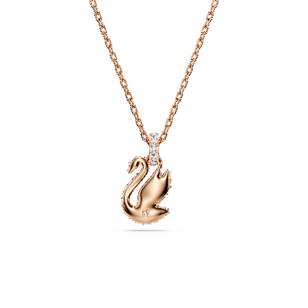 Resim Swan Kolye, Kuğu, Küçük, Siyah, Pembe altın rengi kaplama