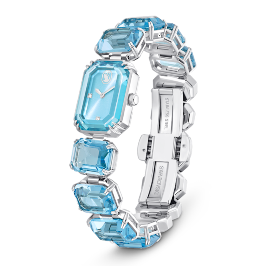 Resim Saat, Sekizgen kesim bileklik, Mavi, Paslanmaz çelik