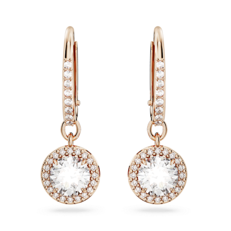 Resim Constella damla küpeler, Yuvarlak kesim, Pavé, Beyaz, Pembe altın rengi kaplama