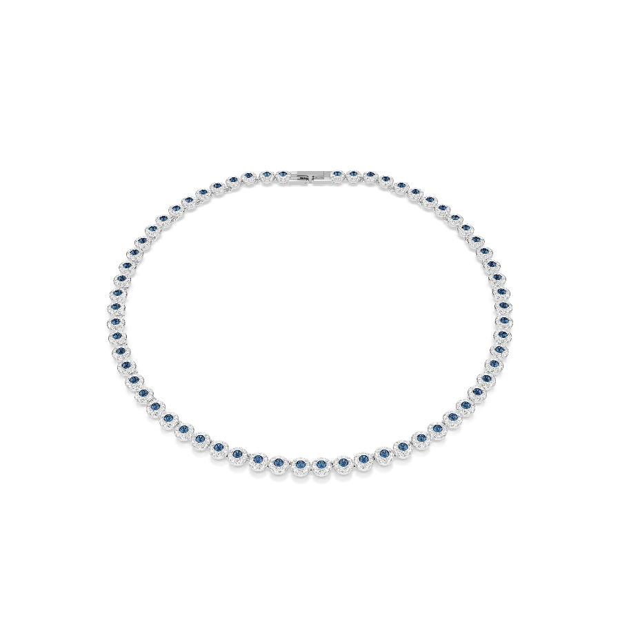 Resim Una Angelic Tennis kolye, Yuvarlak kesim, Mavi, Rodyum kaplama