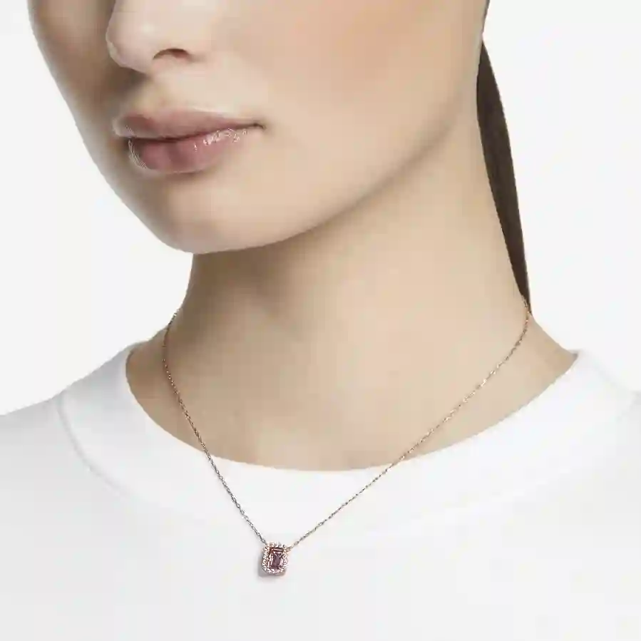 Resim Una Kolye, Sekizgen kesim, Mor, Pembe altın rengi kaplama