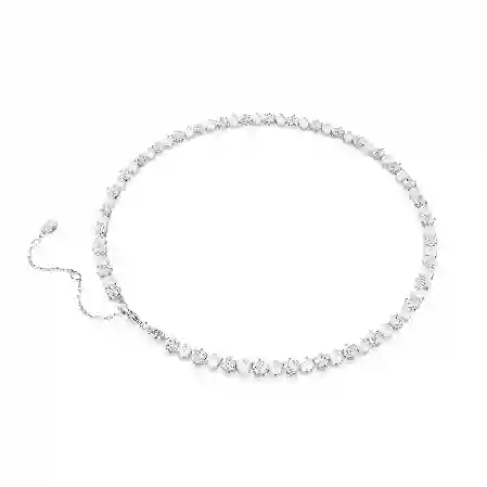 Resim Matrix Tennis kolye, Kristal inci, Yuvarlak kesim, Beyaz, Rodyum kaplama