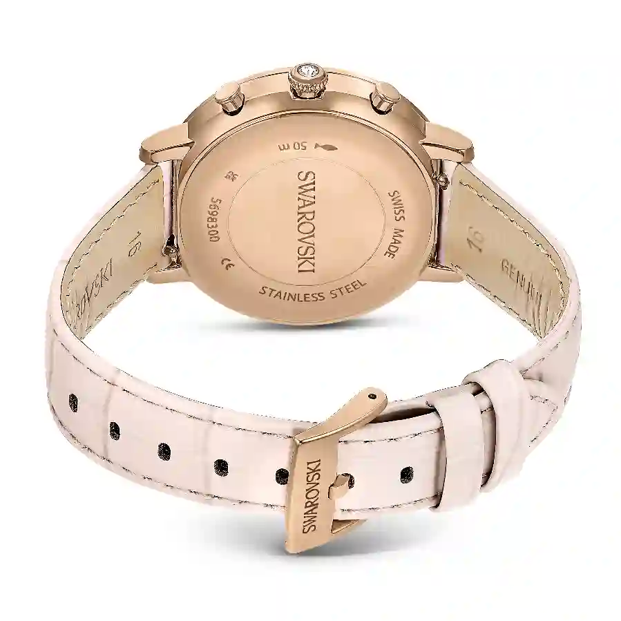 Resim Matrix Tennis Chrono Saat, İsviçre Üretimi, Deri kayış, Pembe, Pembe altın rengi yüzey