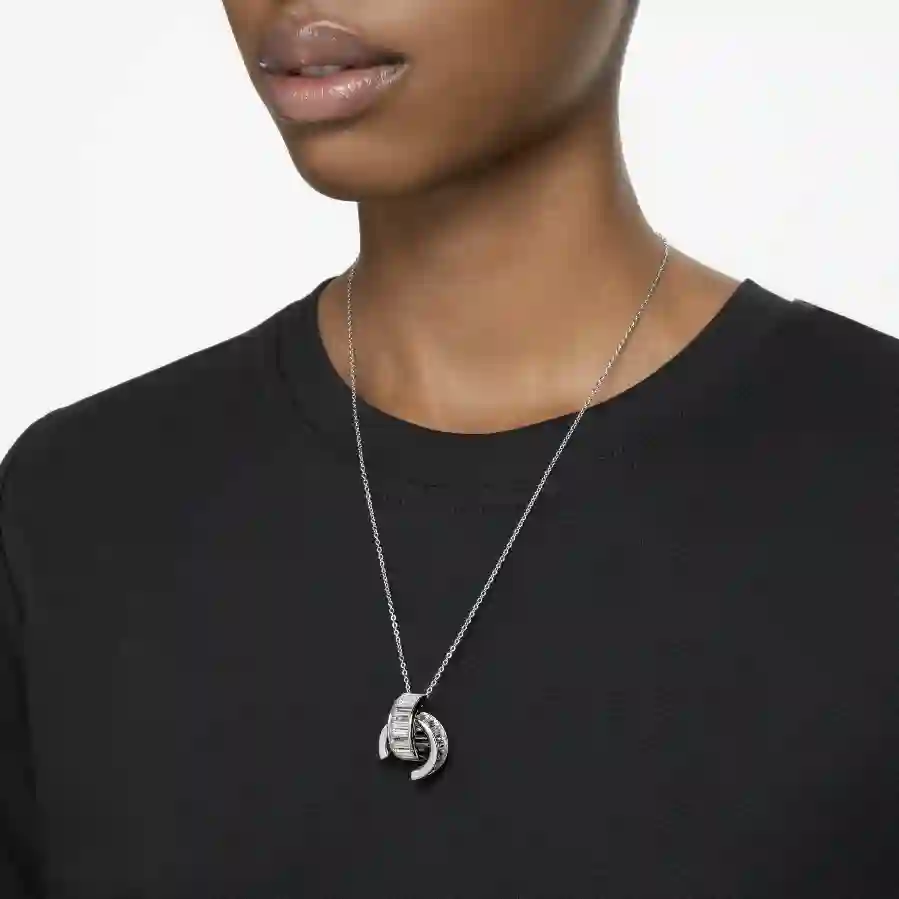 Resim Matrix Kolye, Baget kesim, Beyaz, Rodyum kaplama