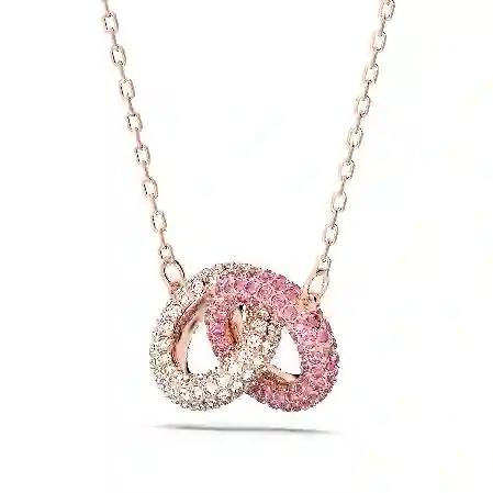 Resim Dextera Kolye, İç içe geçmiş daireler, Pembe, Pembe altın rengi kaplama