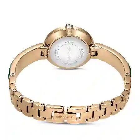 Resim Matrix Bangle Saat, İsviçre Üretimi, Kristal bileklik, Yeşil, Şampanya altın rengi yüzey