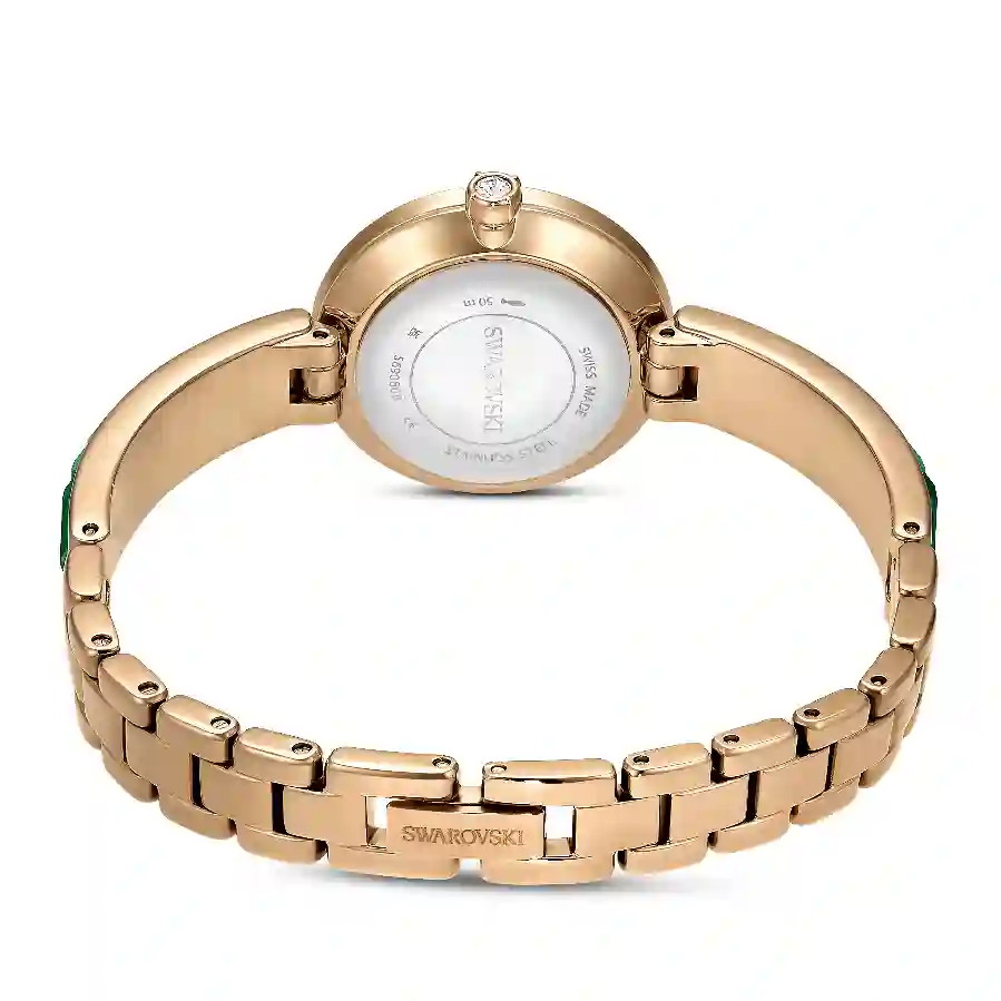Resim Matrix Bangle Saat, İsviçre Üretimi, Kristal bileklik, Yeşil, Şampanya altın rengi yüzey