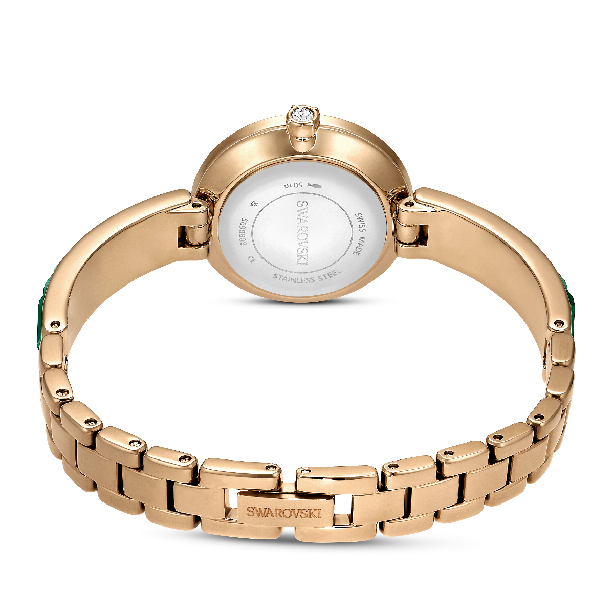 Resim Matrix Bangle Saat, İsviçre Üretimi, Kristal bileklik, Yeşil, Şampanya altın rengi yüzey