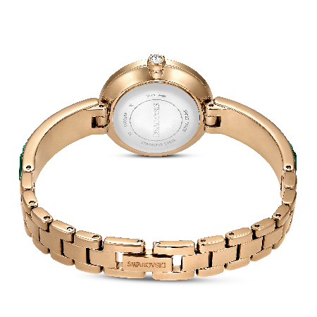 Resim Matrix Bangle Saat, İsviçre Üretimi, Kristal bileklik, Yeşil, Şampanya altın rengi yüzey