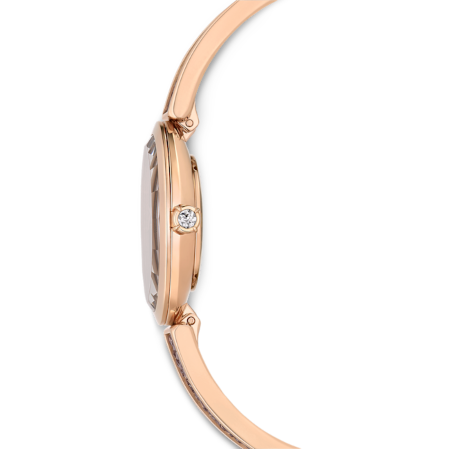 Resim Crystal Rock Oval Saat, İsviçre Üretimi, Kristal bileklik, Gri, Pembe altın rengi yüzey