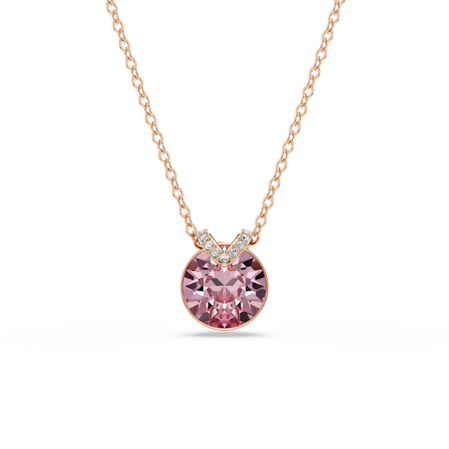 Resim Bella V Kolye, Yuvarlak kesim, Pembe, Pembe altın rengi kaplama