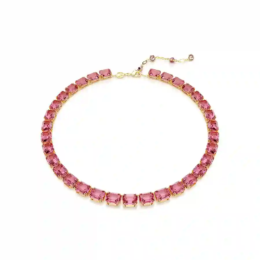 Resim Millenia Tennis kolye, Sekizgen kesim, Pembe, Altın rengi kaplama