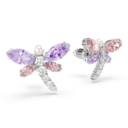 Resim Ariana Grande x Swarovski düğme Küpeler, Karışık kesimler, Yusufçuk, Çok renkli, Rodyum kaplama