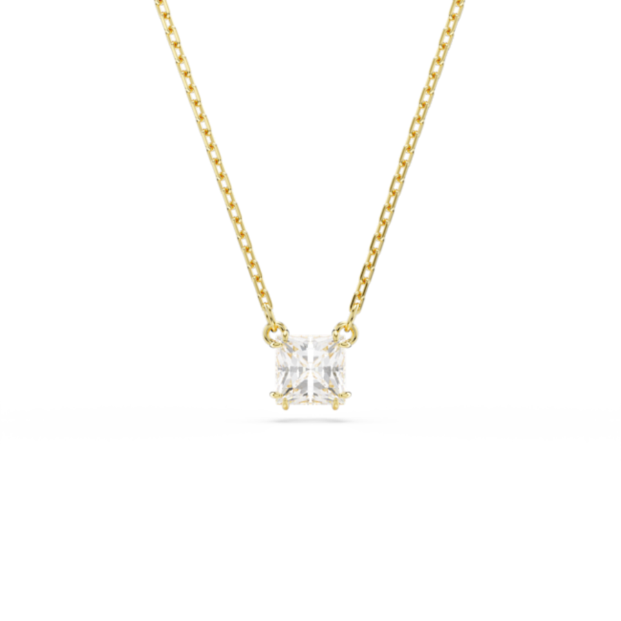 Resim Stilla Attract Kolye, Kare kesim, Beyaz, Altın rengi kaplama