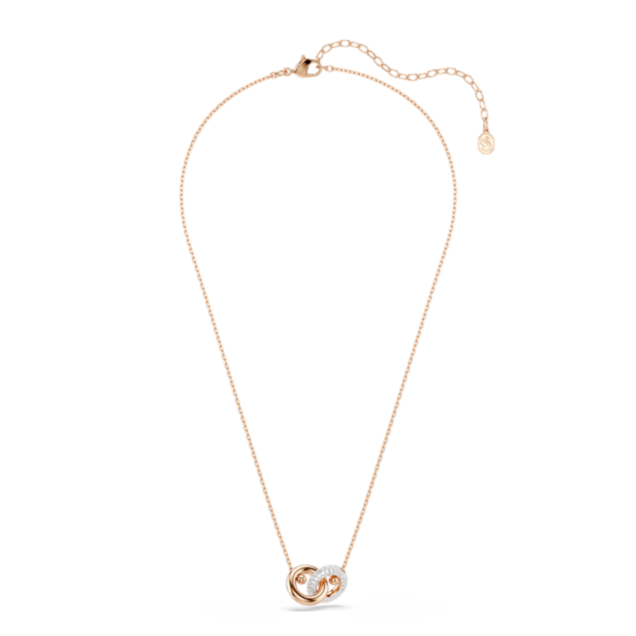 Resim Dextera Kolye, Yuvarlak kesim, Beyaz, Pembe altın rengi kaplama