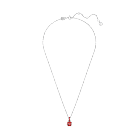 Resim Birthstone Kolye, Kare kesim, Temmuz, Kırmızı, Rodyum kaplama