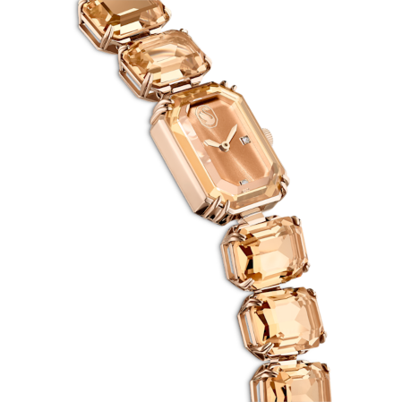 Resim Saat, Sekizgen kesim bileklik, Kahverengi, Şampanya altın rengi yüzey