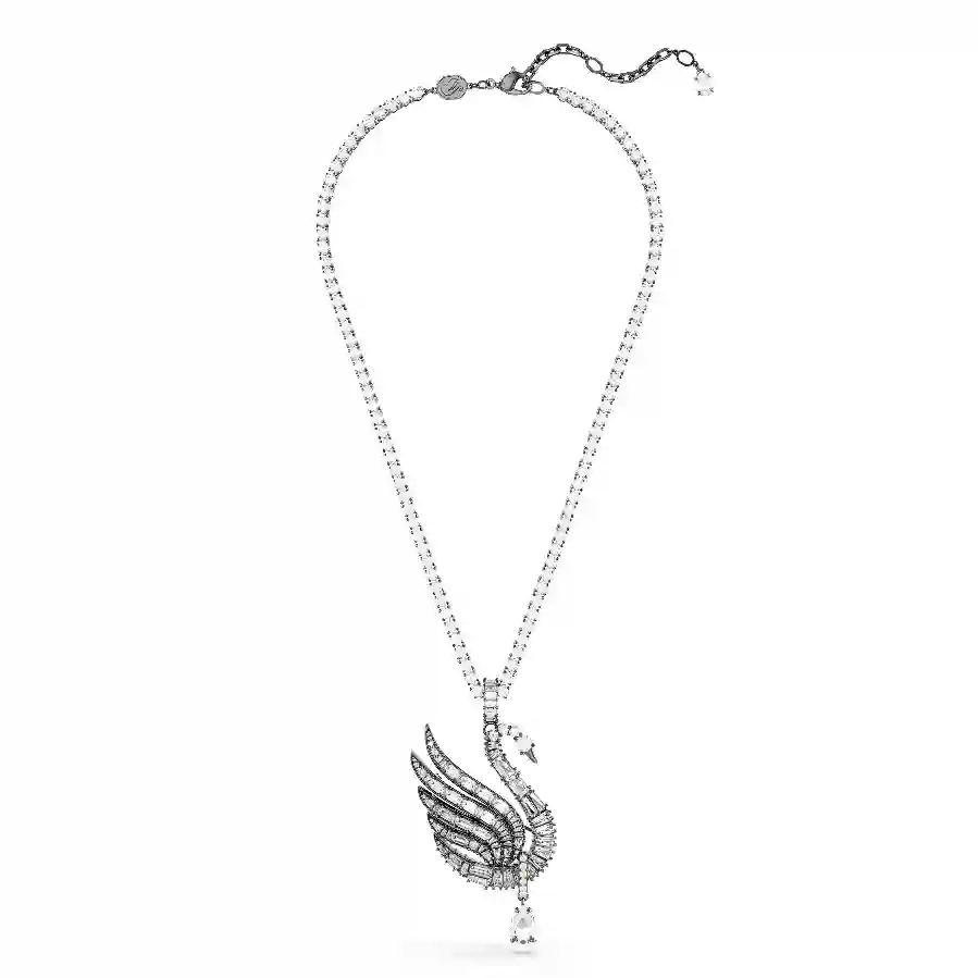 Resim Swan Vienna Kolye ve broş, Kuğu, Beyaz, Rutenyum kaplama