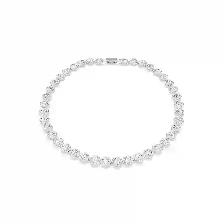 Resim Tennis kolye, Yuvarlak kesim, Beyaz, Rodyum kaplama