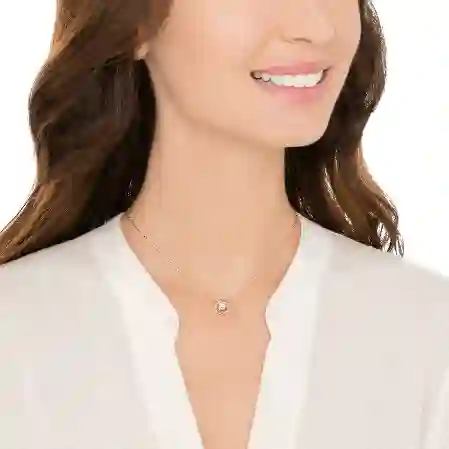 Resim Swarovski Sparkling Dance Kolye, Yuvarlak kesim, Beyaz, Pembe altın rengi kaplama