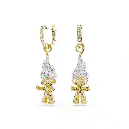 Resim Good Luck Trolls damla küpeler, Troll, Beyaz, Altın rengi kaplama