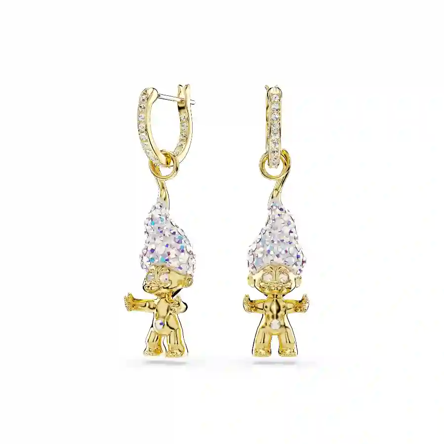 Resim Good Luck Trolls damla küpeler, Troll, Beyaz, Altın rengi kaplama