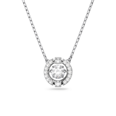 Resim Swarovski Sparkling Dance Kolye, Yuvarlak kesim, Beyaz, Rodyum kaplama