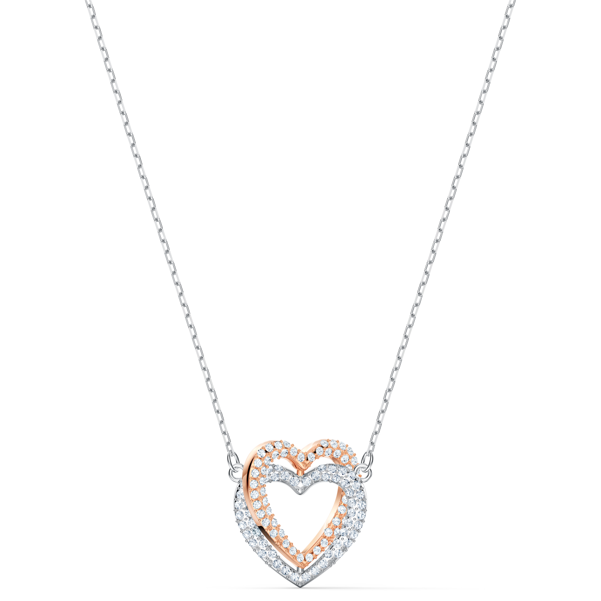 Resim Swarovski Infinity Kolye, Kalp, Beyaz, Karışık metal yüzey
