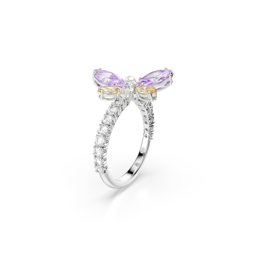 Resim Ariana Grande x Swarovski Motif Yüzük, Karışık kesimler, Yusufçuk, Çok renkli, Rodyum kaplama