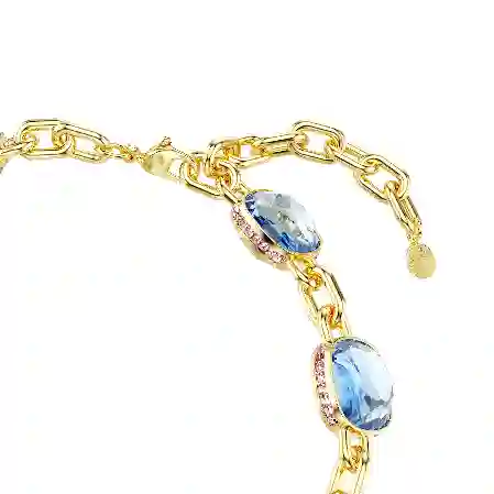 Resim Chroma Tennis kolye, Yastık kesim, Çok renkli, Altın rengi kaplama