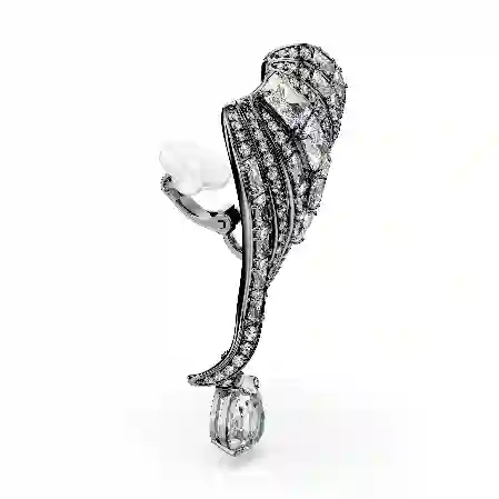 Resim The Vienna Collection kelepçe küpe, Tüy, Beyaz, Rutenyum kaplama