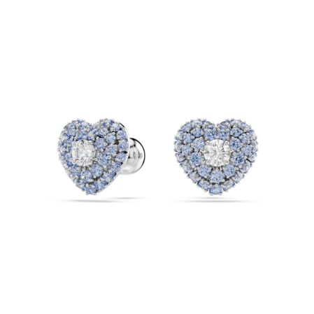 Resim Idyllia düğme Küpeler, Kalp, Mavi, Rodyum kaplama