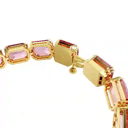 Resim Millenia Tennis bileklik, Sekizgen kesim, Pembe, Altın rengi kaplama