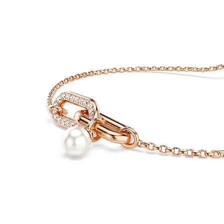 Resim Constella Bileklik, Kristal inci, Yuvarlak kesim, Beyaz, Pembe altın rengi kaplama