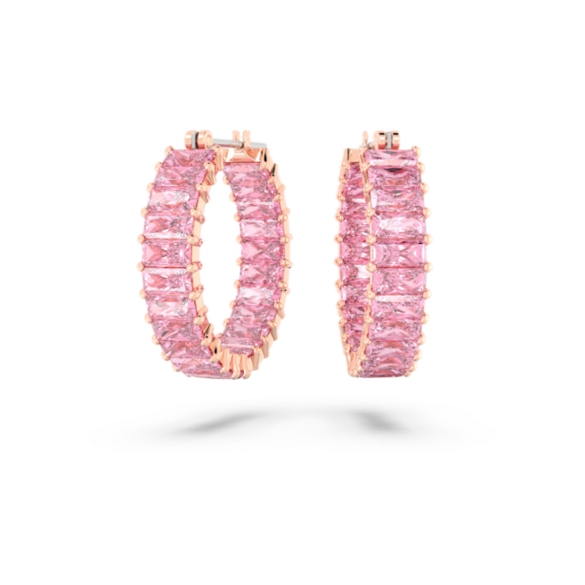 Resim Matrix halka küpeler, Baget kesim, Pembe, Pembe altın rengi kaplama