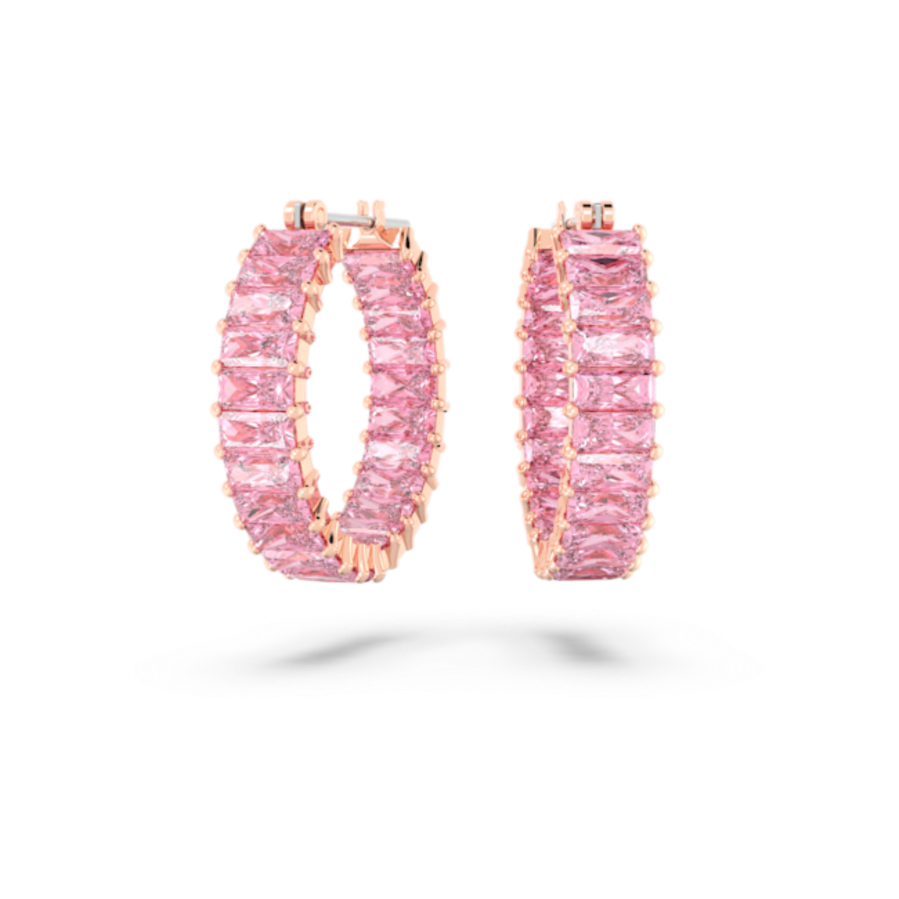 Resim Matrix halka küpeler, Baget kesim, Pembe, Pembe altın rengi kaplama