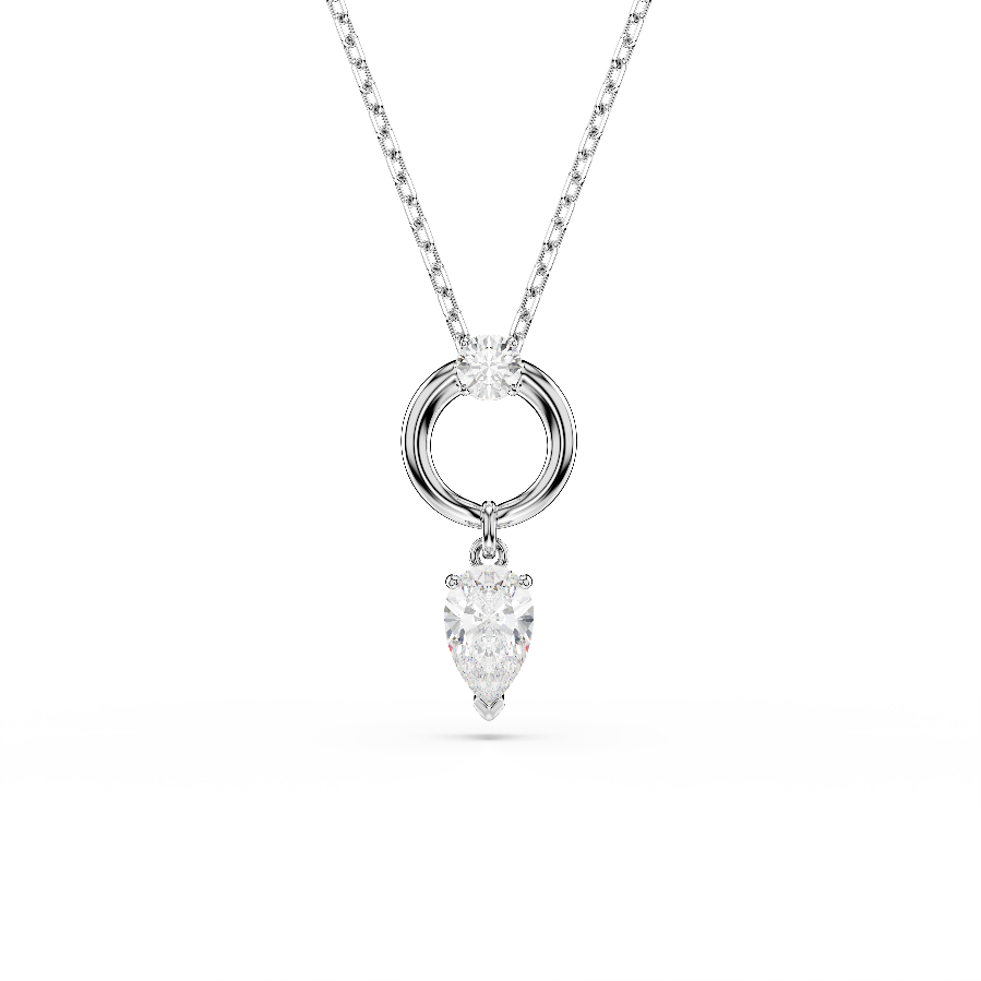 Resim Mesmera Kolye, Armut kesim, Beyaz, Rodyum kaplama