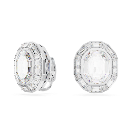 Resim Mesmera Klipsli Küpeler, Sekizgen kesim, Beyaz, Rodyum kaplama