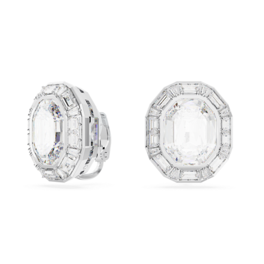 Resim Mesmera Klipsli Küpeler, Sekizgen kesim, Beyaz, Rodyum kaplama