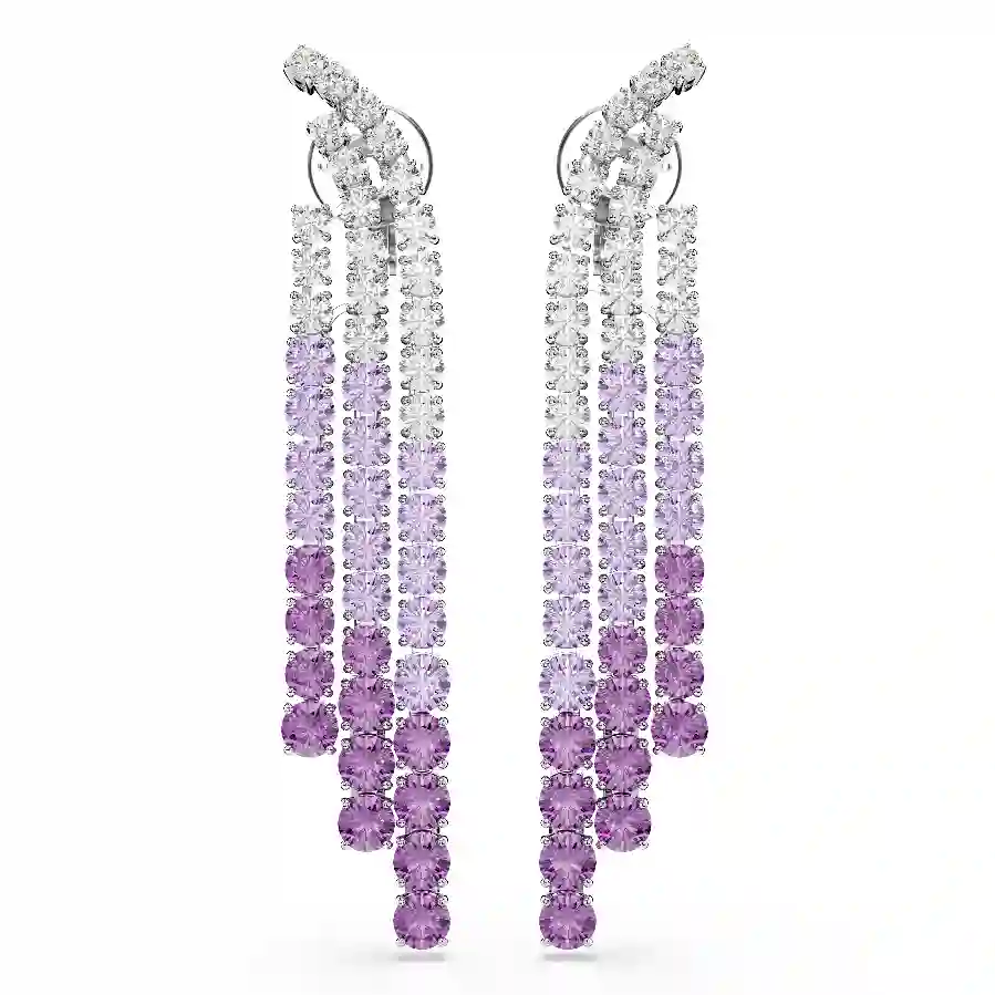 Resim Matrix Klipsli Küpeler, Renk geçişli, Yuvarlak kesimler, Mor, Rodyum kaplama