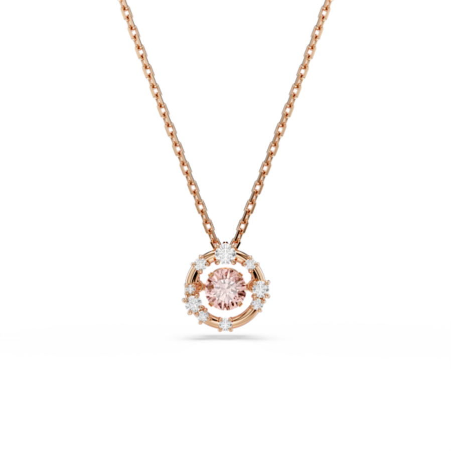 Resim Constella Kolye, Yuvarlak kesim, Dancing stone, Pembe, Pembe altın rengi kaplama