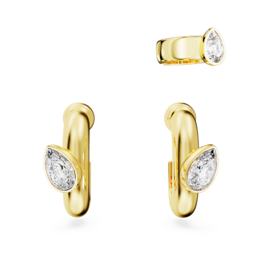 Resim Imber Kelepçeli halka küpeler, Set (3), Armut kesim, Beyaz, Altın rengi kaplama