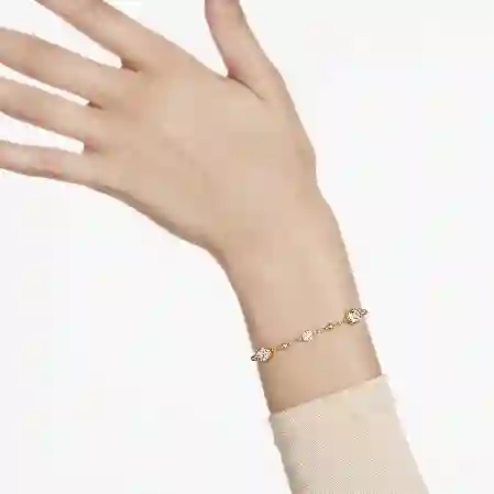 Resim Imber Bileklik, Yuvarlak kesim, Serpiştirilmiş tasarım, Beyaz, Altın rengi kaplama