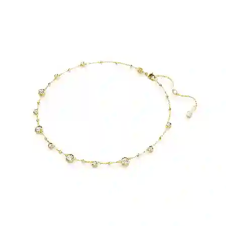 Resim Imber Kolye, Yuvarlak kesim, Serpiştirilmiş tasarım, Beyaz, Altın rengi kaplama