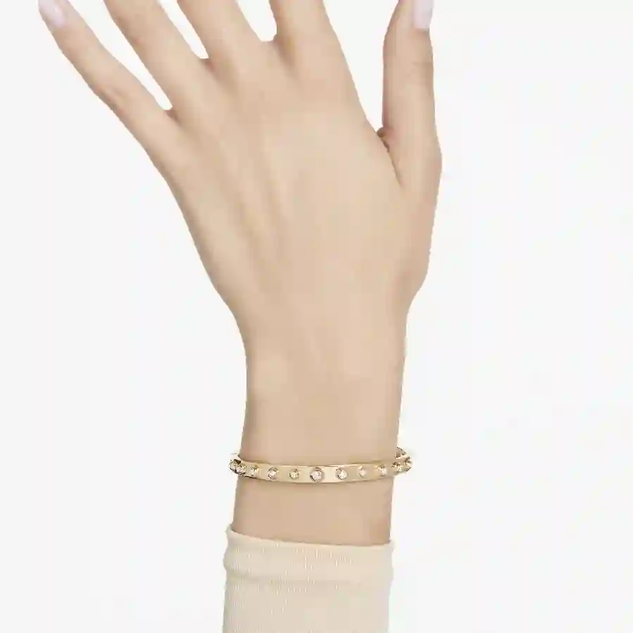 Resim Numina Bileklik, Karışık yuvarlak kesimler, Beyaz, Altın rengi kaplama