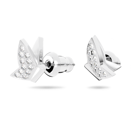 Resim Idyllia Lilia düğme Küpeler, Kelebek, Beyaz, Rodyum kaplama