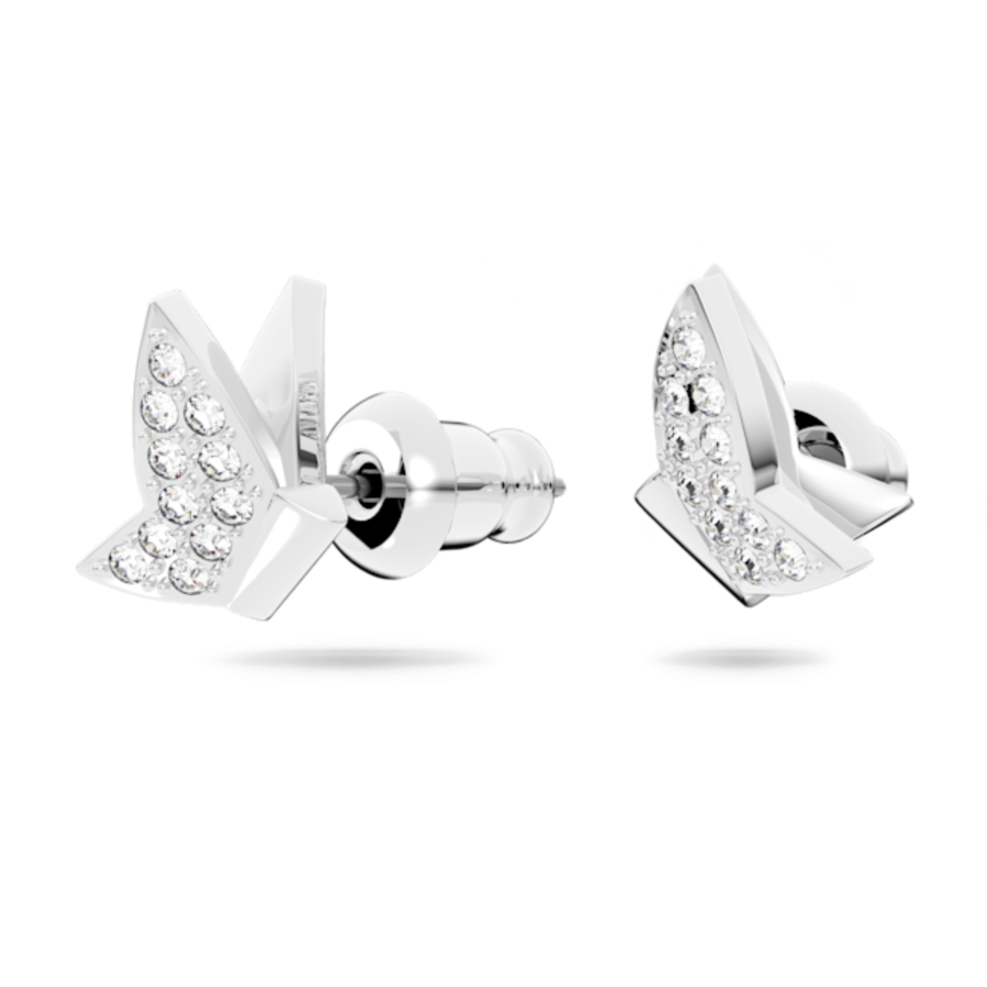 Resim Idyllia Lilia düğme Küpeler, Kelebek, Beyaz, Rodyum kaplama