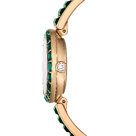 Resim Matrix Bangle Saat, İsviçre Üretimi, Kristal bileklik, Yeşil, Şampanya altın rengi yüzey