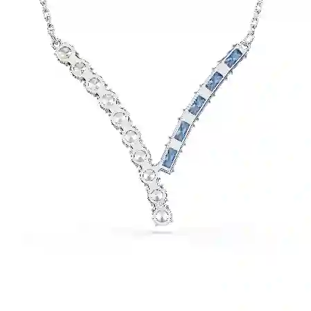 Resim Matrix Kolye, Karışık kesimler, Mavi, Rodyum kaplama