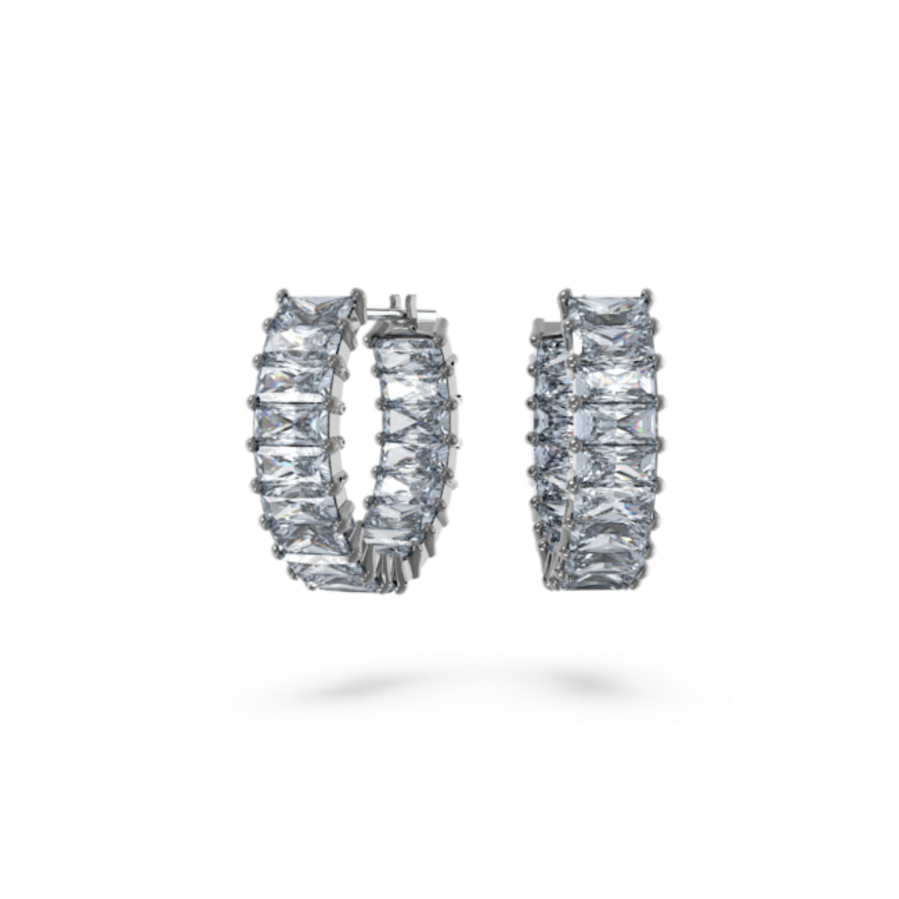 Resim Matrix halka küpeler, Baget kesim, Gri, Rutenyum kaplama